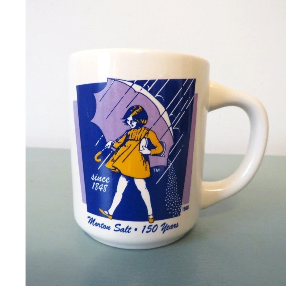 Morton Salt Umbrella Girl Coffee Mug Bryan China Advertising Since 1848